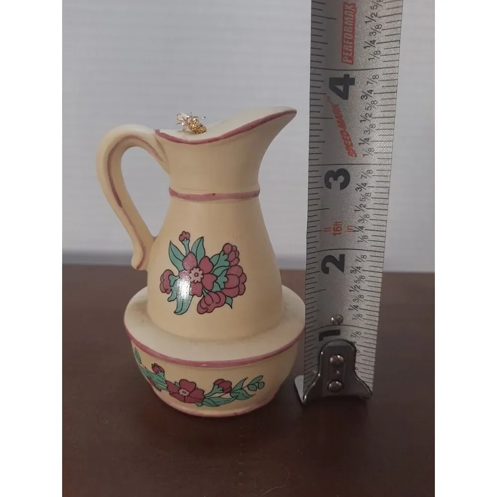 Jasco Country Kitchen Bisque Porcelain Pitcher Bell Floral Decoration‎ 3.5